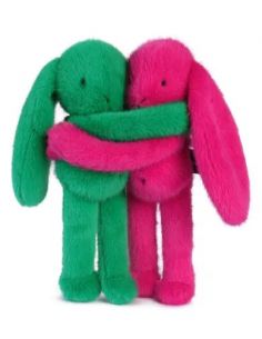 Câlin de poche Duo Lapin 22cm - Vert prairie / Fuchsia 2