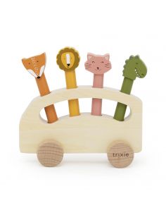 Bus en bois avec animaux pop-up