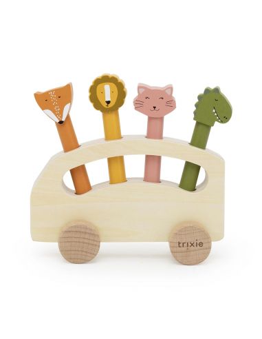 Bus en bois avec animaux pop-up