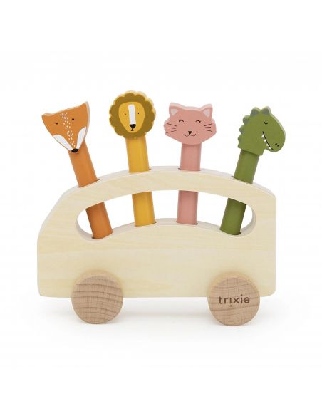Bus en bois avec animaux pop-up