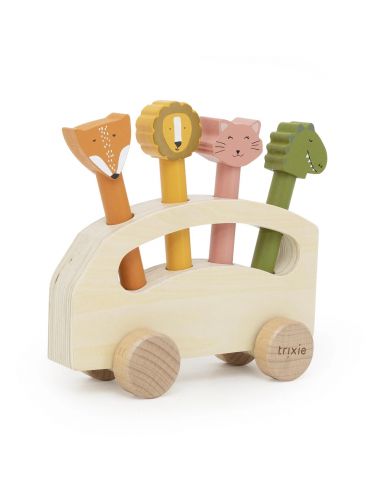 Bus en bois avec animaux pop-up