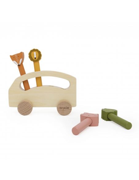 Bus en bois avec animaux pop-up