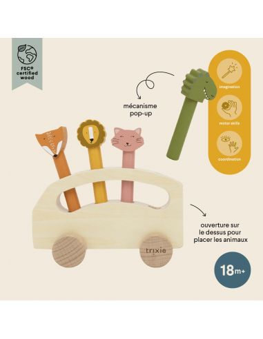Bus en bois avec animaux pop-up