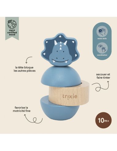Jouet d'empilage Mr. Triceratops en bois