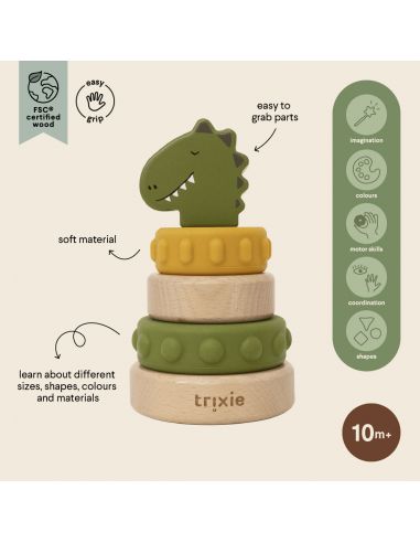 Tour à empiler en bois et silicone Mr. Dino