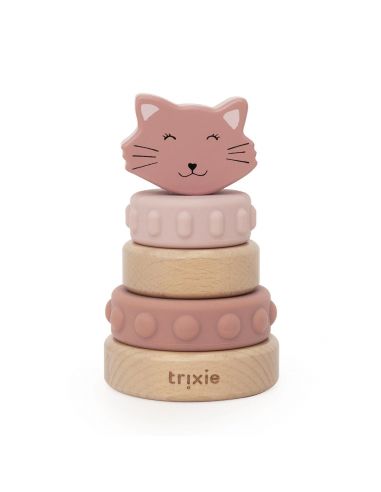 Tour à empiler en bois et silicone - Mrs. Cat
