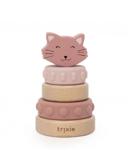 Tour à empiler en bois et silicone - Mrs. Cat