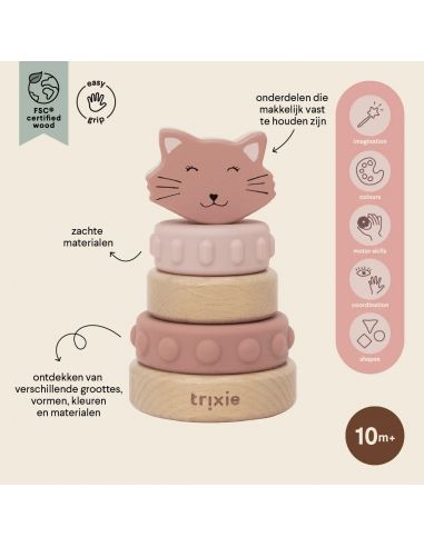 Tour à empiler en bois et silicone - Mrs. Cat