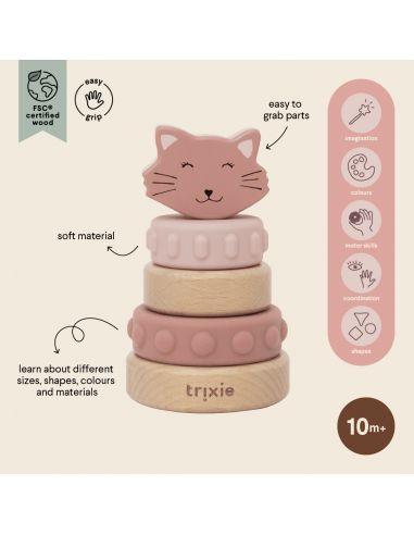 Tour à empiler en bois et silicone - Mrs. Cat