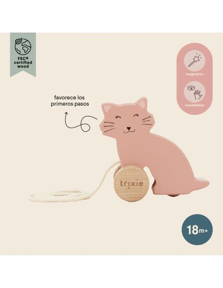 Jouet à tirer en bois Mrs. Cat - Le Monde Imaginaire