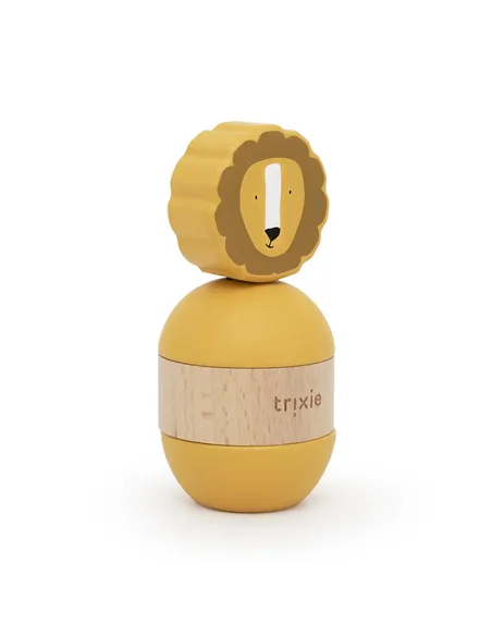 Jouet d’empilage avec hochet en bois - Mr. Lion - Trixie