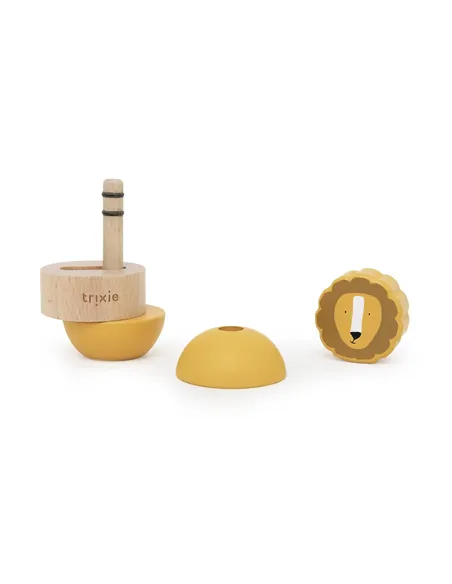 Jouet d’empilage avec hochet en bois - Mr. Lion - Trixie