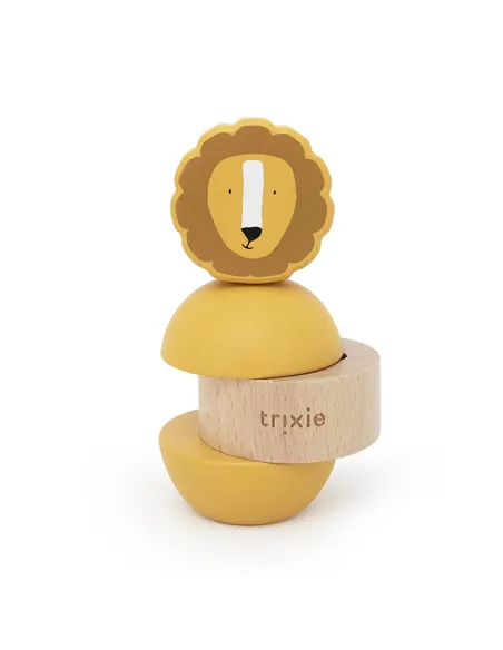 Jouet d’empilage avec hochet en bois - Mr. Lion - Trixie