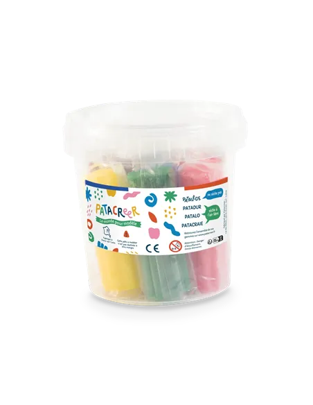 PATALEGE SEAU PAINS 7X80G Pâte à Modeler couleurs qui ne sèche pas - Patacréer