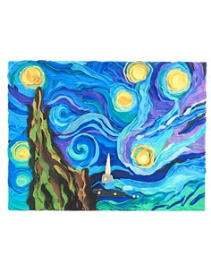 OKTO Art Sensoriel PEINTURE EN 3D: CHEF-D'OEUVRE - NUIT ÉTOILÉE, Vincent Van Gogh