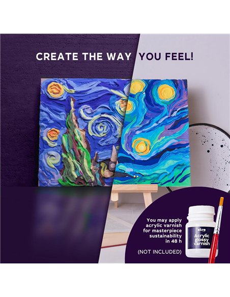 OKTO Art Sensoriel PEINTURE EN 3D: CHEF-D'OEUVRE - NUIT ÉTOILÉE, Vincent Van Gogh