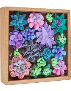 OKTO Art Sensoriel WOOD&CRAFT: PLANTES SUCCULENTES - TENDRESSE 21x21cm