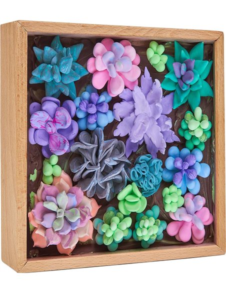 OKTO Art Sensoriel WOOD&CRAFT: PLANTES SUCCULENTES - TENDRESSE 21x21cm