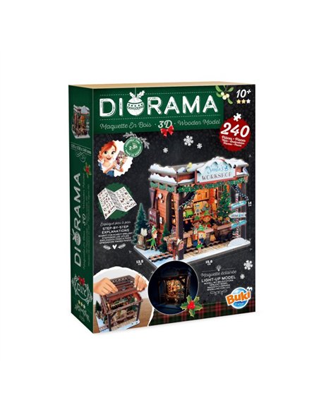Diorama Noël - Atelier des lutins - Buki