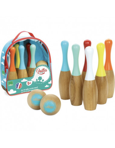 6 quilles bowling bicolores